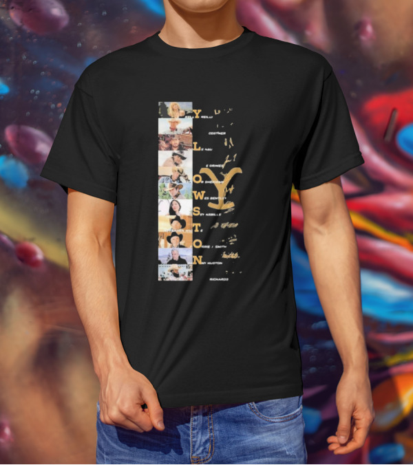 Yellowstone Cast Vertical Collage With Names And Signature Elements T-Shirt