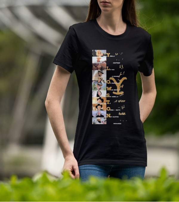 Yellowstone Cast Vertical Collage With Names And Signature Elements T-Shirt
