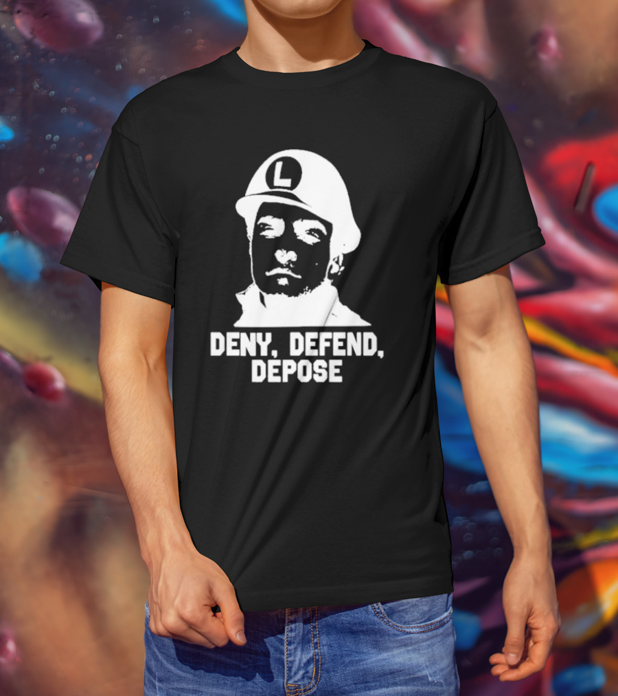 Yesyoureracist Deny Defend Depose Helmeted Face With Letter L T-Shirt