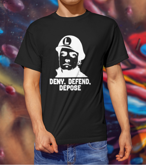 Yesyoureracist Deny Defend Depose Helmeted Face With Letter L T-Shirt