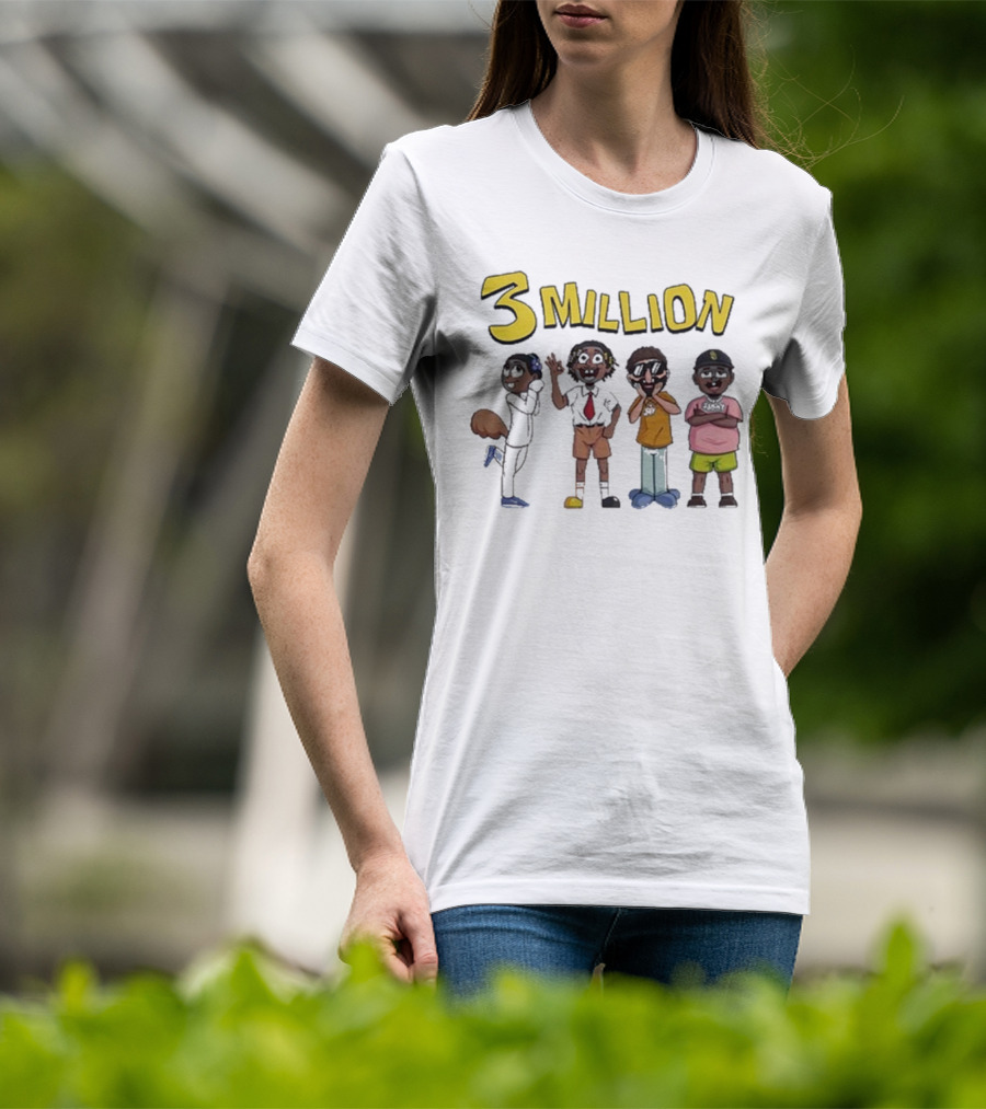 Daydrian Harding 3 Million Subscribers Celebration With Cartoon Characters T-Shirt