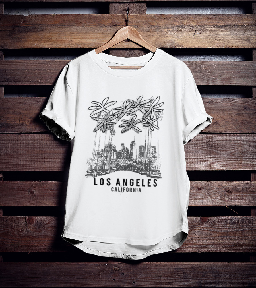 Los Angeles California Palms Seafoam Cityscape T-Shirt