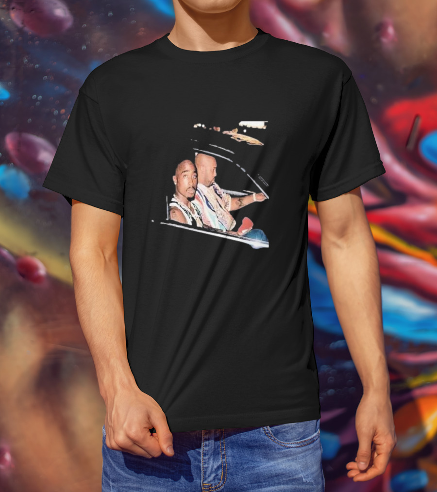 2Pac And Suge Knight Black Car Night Image T-Shirt