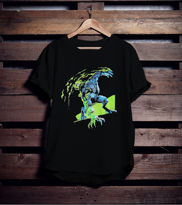 Arcane Warwick Champion Of Legends League Monster Claws And Green Energy Burst T-Shirt