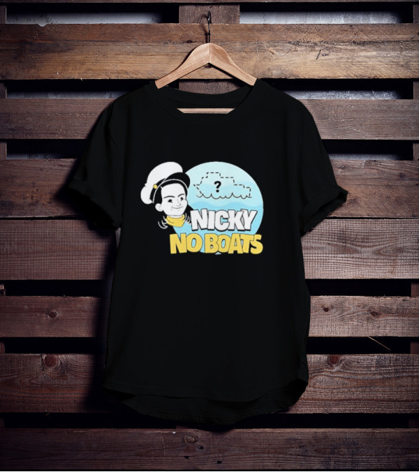 Nicky No Boats Captain's Hat Cartoon Question Mark T-Shirt