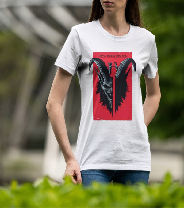 Trve Brewing Co. Krampus Red And Black Goat Skull T-Shirt