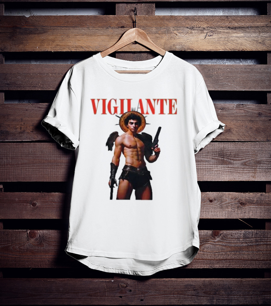 Vigilante Angelic Warrior With Wings And Guns T-Shirt