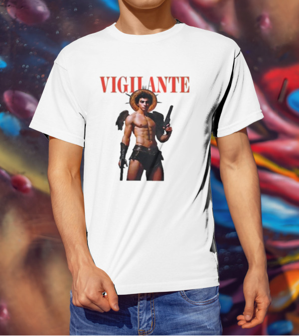 Vigilante Angelic Warrior With Wings And Guns T-Shirt