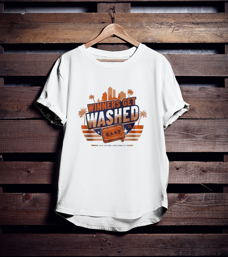 Winners Get Washed DART 24 Bowl Edition San Diego CA Skyline And Palm Trees T-Shirt