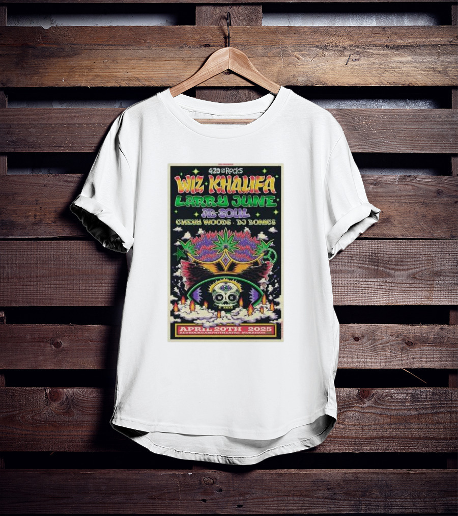 Wiz Khalifa Larry June Ab Soul 420 On The Rocks Morrison Colorado April 20th 2025 Event T-Shirt