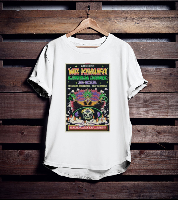Wiz Khalifa Larry June Ab Soul 420 On The Rocks Morrison Colorado April 20th 2025 Event T-Shirt