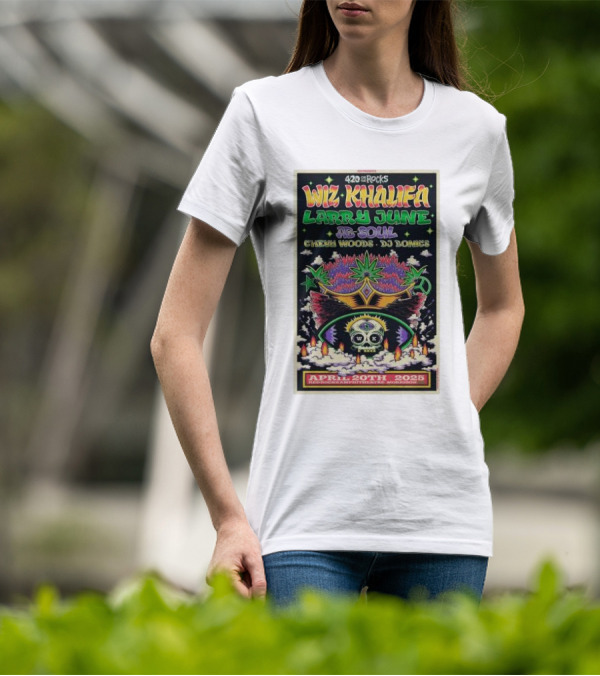 Wiz Khalifa Larry June Ab Soul 420 On The Rocks Morrison Colorado April 20th 2025 Event T-Shirt