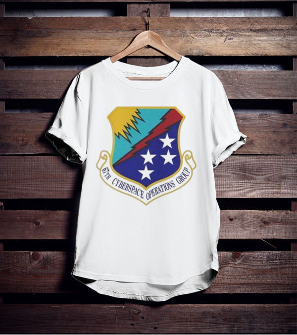 67th Cyberspace Operations Group Emblem With Stars And Lightning Bolt T-Shirt