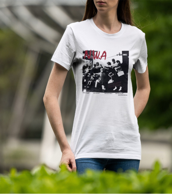 N.W.A 1988 Gangsta Gangsta Maxi-Single 12 Inch Quiet On Tha Set Compton Rap Music T-Shirt
