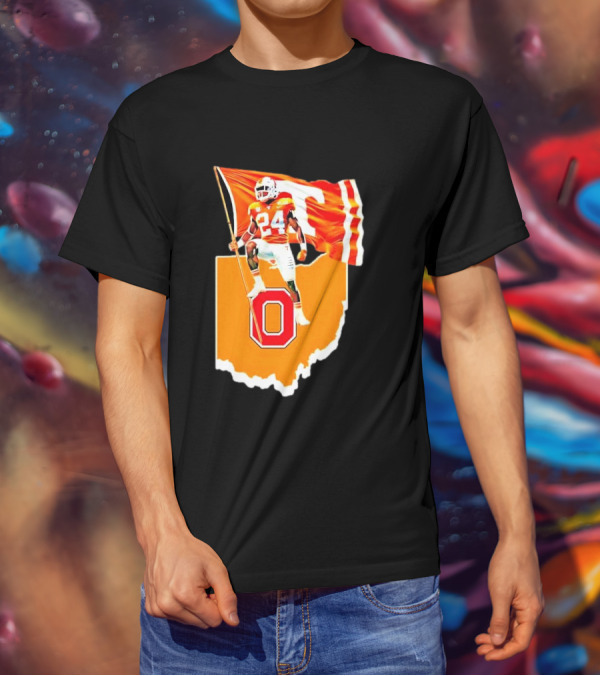 Vols Player With Tennessee Flag Over Ohio State T-Shirt