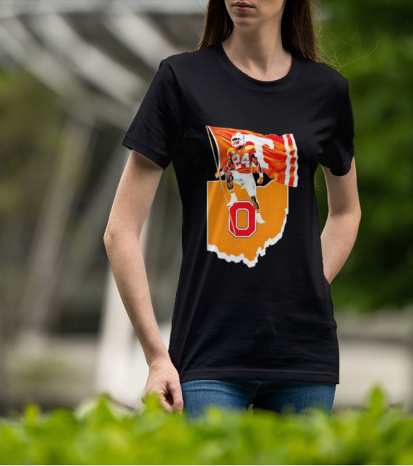 Vols Player With Tennessee Flag Over Ohio State T-Shirt