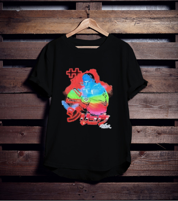 Street Fighter Ryu Neon Japanese Text Burst T-Shirt