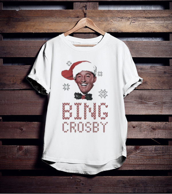 Bing Crosby Jolly Christmas Santa Hat Smiling Face T-Shirt