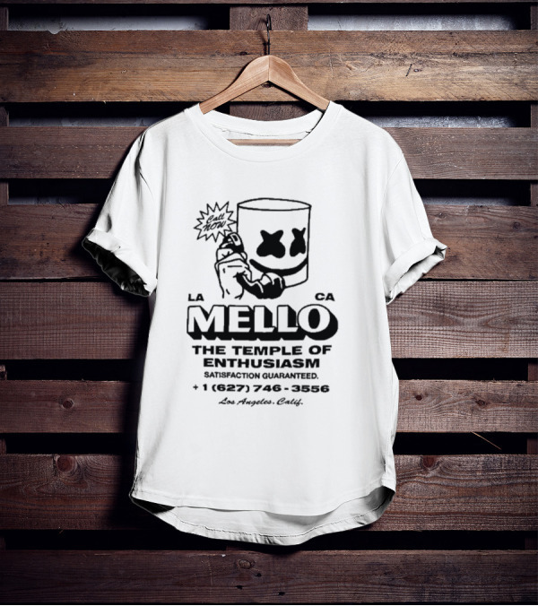 Marshmello Call Now The Temple Of Enthusiasm Satisfaction Guaranteed Los Angeles CA 1 627 746 3556 T-Shirt