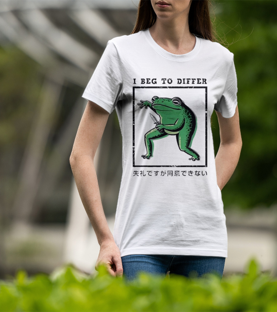 I Beg To Differ Frog Japanese Frog With Knife T-Shirt