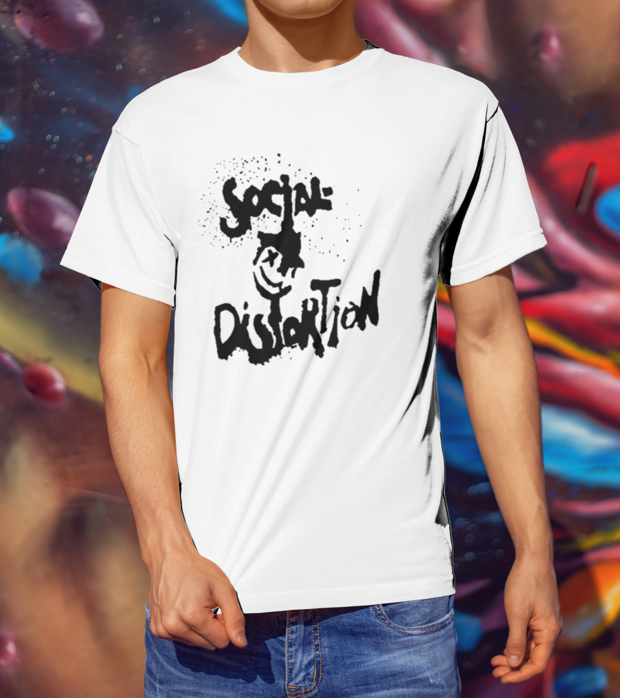 Social Distortion Smiley Logo Black Splatter T-Shirt