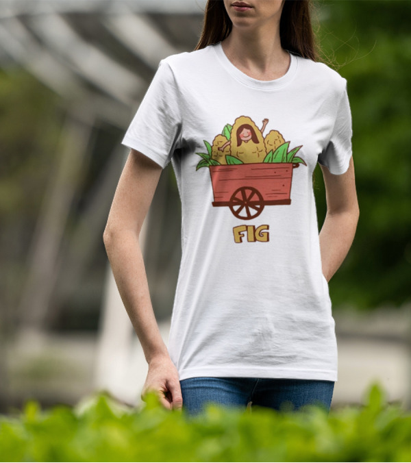 FIG Blue Corn Husk Person In Cart T-Shirt
