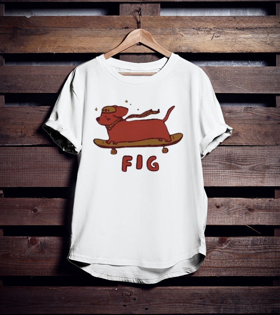 FIG Woof Skateboarding Dog With Hat And Scarf T-Shirt