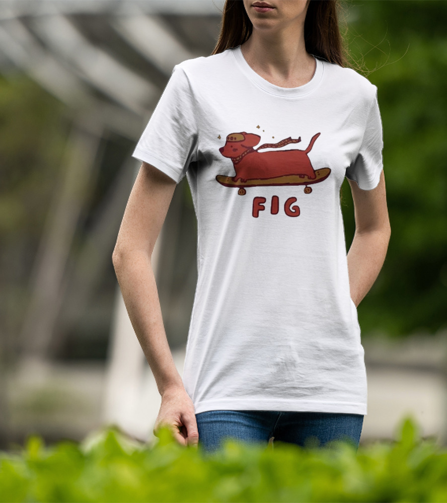 FIG Woof Skateboarding Dog With Hat And Scarf T-Shirt