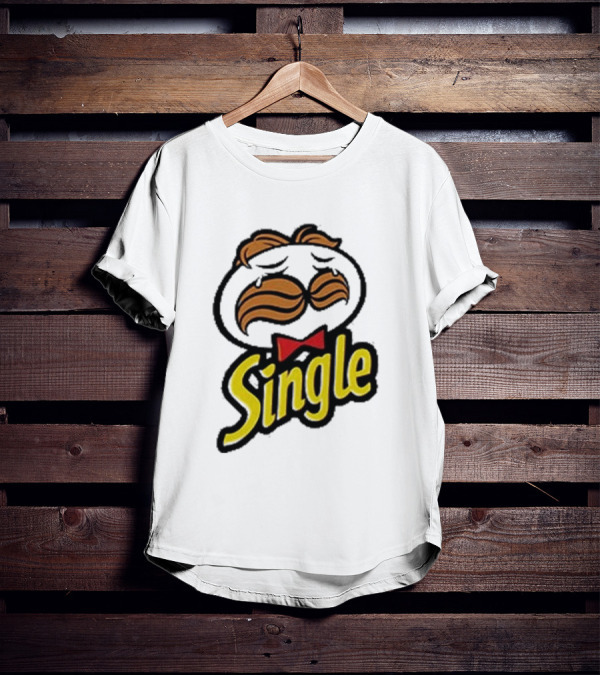 Single Pringle Crying Icon With Mustache And Red Bowtie T-Shirt