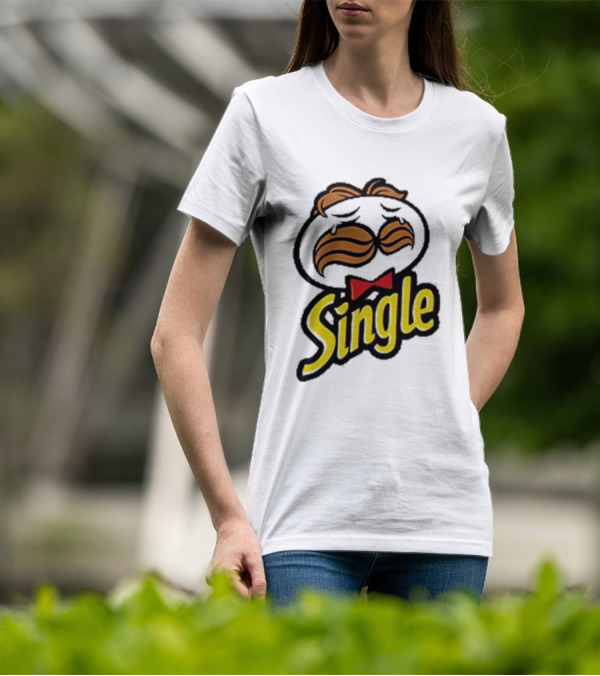 Single Pringle Crying Icon With Mustache And Red Bowtie T-Shirt