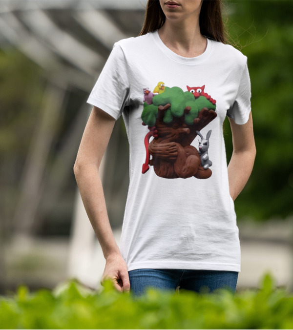 Spookywoods Tree With Animals And Cartoon Creatures T-Shirt