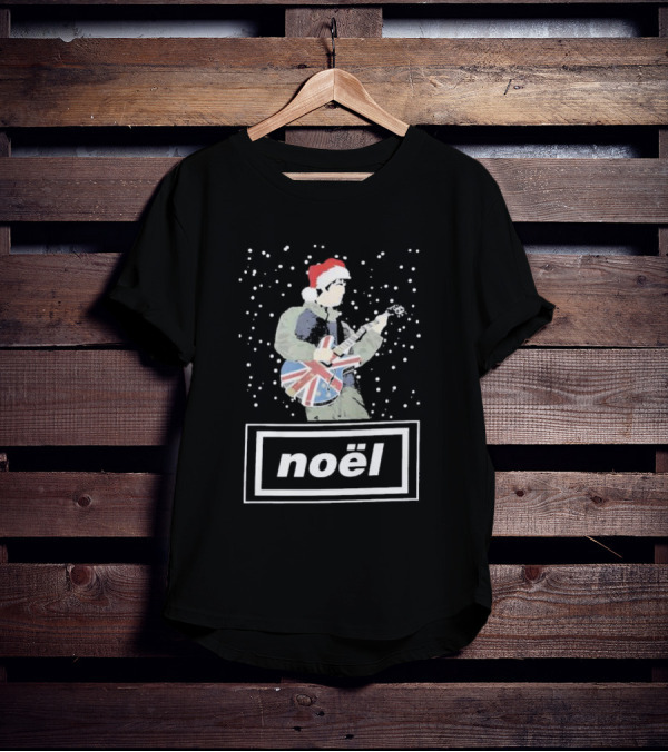 Oasis Noel Christmas Santa Guitar Union Jack T-Shirt
