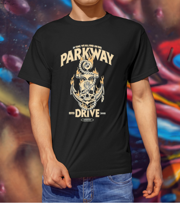 Parkway Drive In Time We All Find An End Skull Anchor Estd 2003 Byron Bay T-Shirt