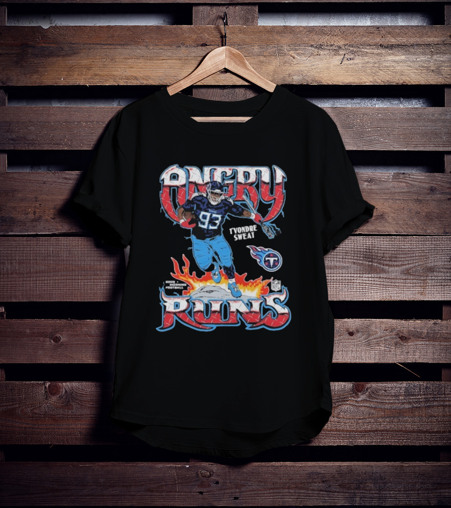 Angry Runs T'Vondre Sweat Tennessee Titans NFL Player Homage Image T-Shirt