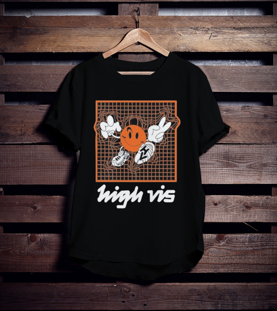 High Vis Retro Grinning Basketball Peace Sneakers T-Shirt