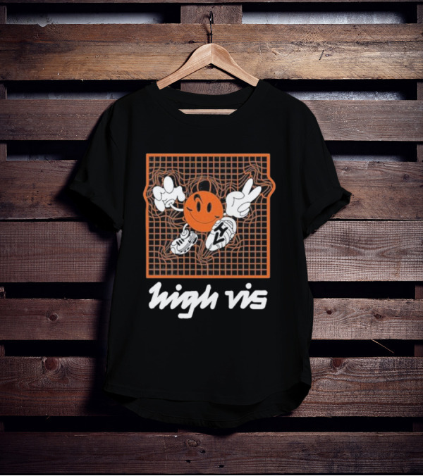 High Vis Retro Grinning Basketball Peace Sneakers T-Shirt