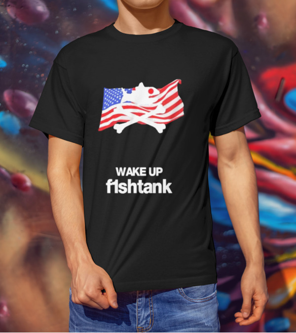 Jet Neptune Wake Up Fishtank American Flag Skull And Crossbones T-Shirt