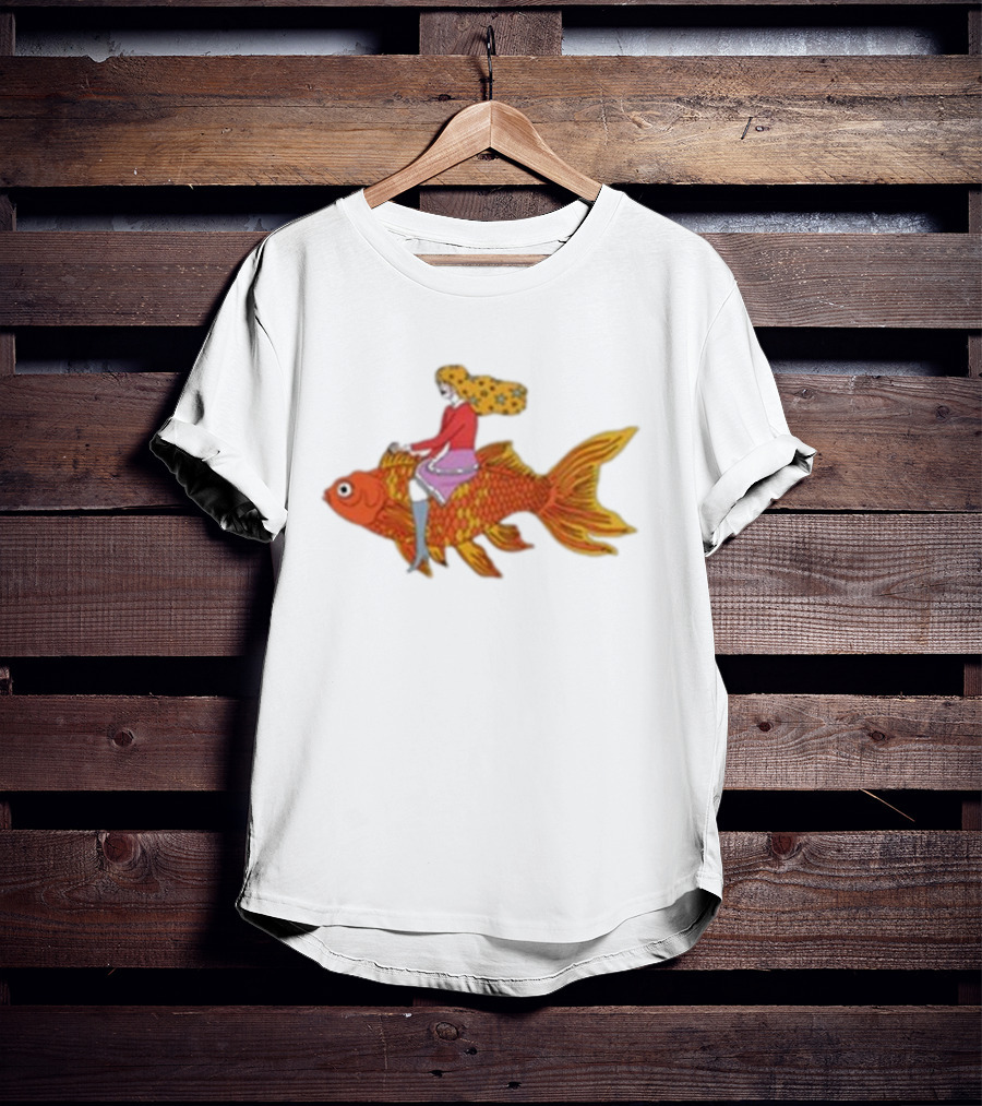 Kate Bollinger Riding Goldfish Retro Style Motif T-Shirt