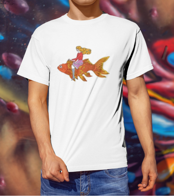 Kate Bollinger Riding Goldfish Retro Style Motif T-Shirt