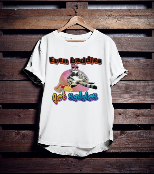 Even Baddies Get Saddies Cat Potato Chips Funny Ryan Primer T-Shirt