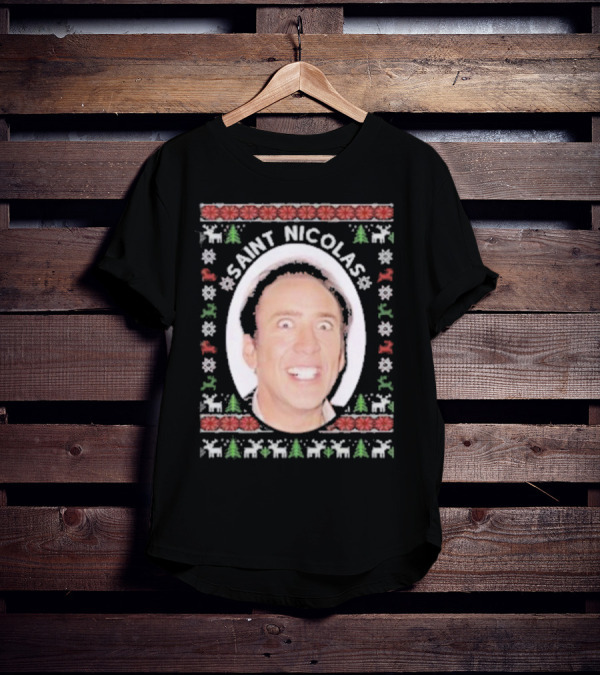 Saint Nicolas Cage Ugly Christmas Sweater T-Shirt