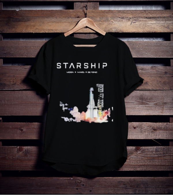 Starship Moon Mars Beyond 2025 Launch Rocket Vision T-Shirt