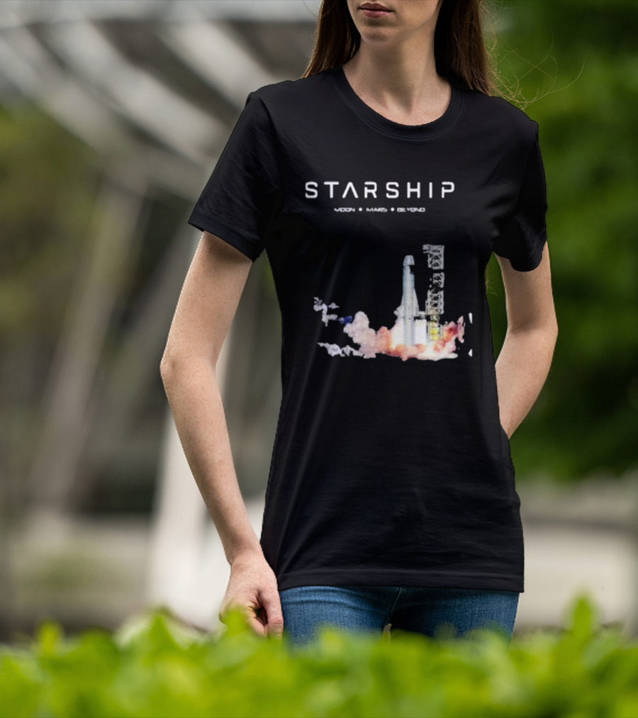 Starship Moon Mars Beyond 2025 Launch Rocket Vision T-Shirt