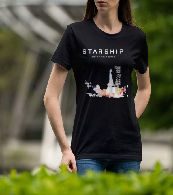 Starship Moon Mars Beyond 2025 Launch Rocket Vision T-Shirt
