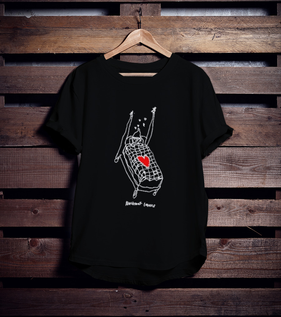 Backseat Lovers Gnome Bed Sketch With Heart And Hearts T-Shirt