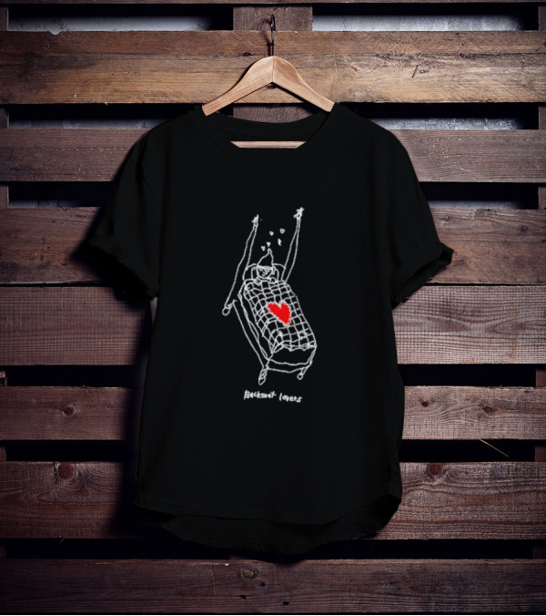 Backseat Lovers Gnome Bed Sketch With Heart And Hearts T-Shirt
