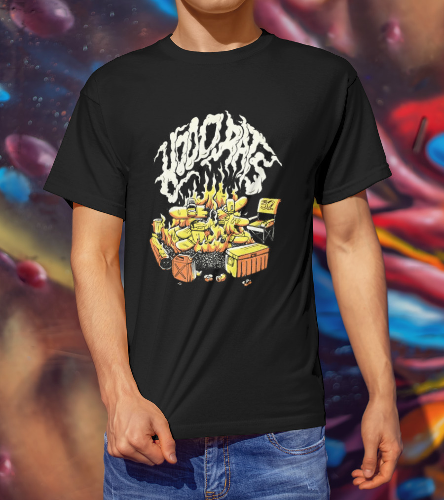 Hood Rats Burning Collection Campfire Skateboarding Thirtytwo T-Shirt