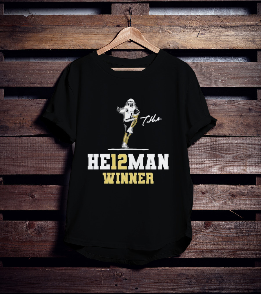 HE12MAN Winner Travis Hunter Signature Football T-Shirt