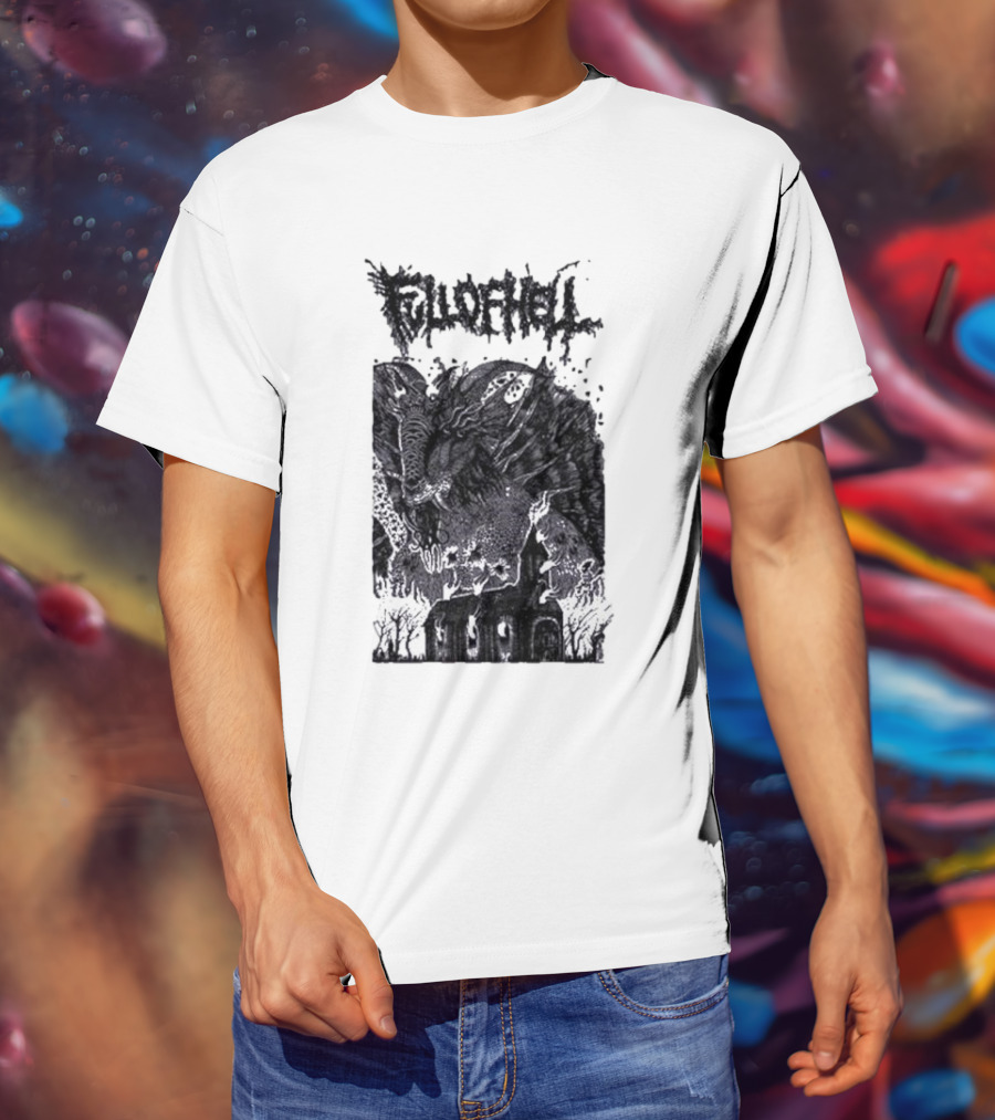Full Of Hell Demon Goat Over Church Scene T-Shirt