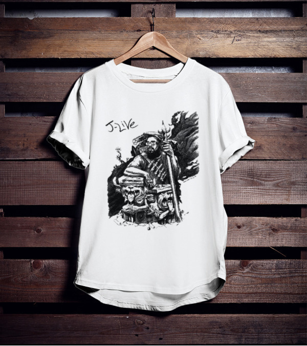 J-Live Realjlive Dan Lish Artwork Featuring Mythical Figures And Detailed T-Shirt